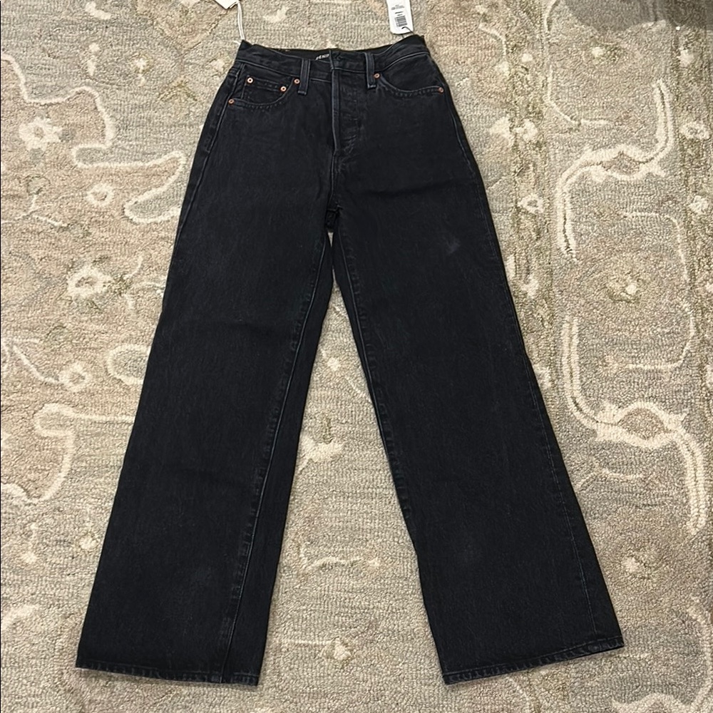 Denim Forum Black Flare Wide Leg Jeans